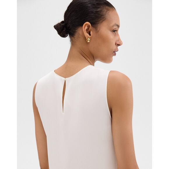 Theory Straight Shell Top in Silk Georgette Ivory - S - Picture 4 of 6